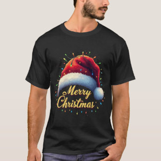 Vrolijk Kerstmis Lichten Rode Kerstman Hoed Xmas F T-shirt