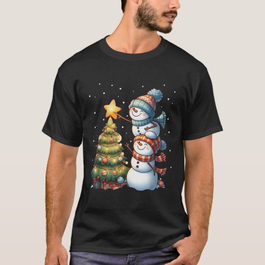 Vrolijk Kerstmis Lichten Rode Kerstman Hoed Xmas F T-shirt (Voorkant)