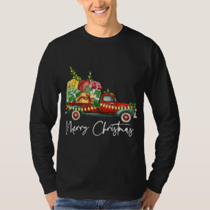 Vrolijk Kerstmis Lichten Rode Vrachtwagen Boom Fam T-shirt