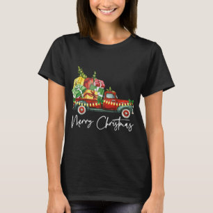 Vrolijk Kerstmis Lichten Rode Vrachtwagen Boom Fam T-shirt