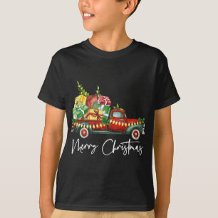 Vrolijk Kerstmis Lichten Rode Vrachtwagen Boom Fam T-shirt