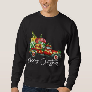 Vrolijk Kerstmis Lichten Rode Vrachtwagen Boom Fam Trui