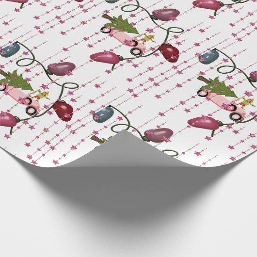 Vrolijk Kerstmis Lichten Roze Auto Wrapping Papier (Hoek)