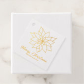 Vrolijk Kerstmis lijn Art Poinsettia Custom Gold Bedankjes Labels (Met doos)