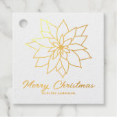 Vrolijk Kerstmis lijn Art Poinsettia Custom Gold Bedankjes Labels (Voorkant)