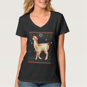 Vrolijk Kerstmis Llama Pet Santa in Sneeuw Lelijk  T-shirt