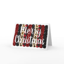 Vrolijk Kerstmis Luipaard Glitter Glam Brush Strok