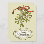 Vrolijk kerstmis maretak kalligrafie  feestdagenkaart (Voorkant / Achterkant)