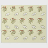 Vrolijk kerstmis maretak kalligrafie groen cadeaupapier (Vlak)