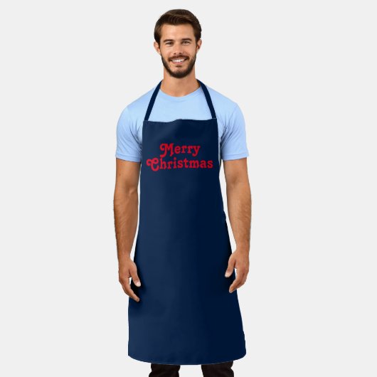 Vrolijk Kerstmis marine blauw en rood aangepaste t Schort (Gedragen)