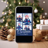 Vrolijk Kerstmis Marine Blauw Foto Collage Feestdagenkaart