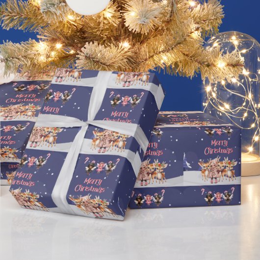 Vrolijk Kerstmis Meisje Rendier Candy Cane Fairies Cadeaupapier (Feestdagen)