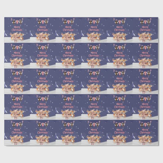 Vrolijk Kerstmis Meisje Rendier Candy Cane Fairies Cadeaupapier (Vlak)