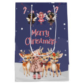 Vrolijk Kerstmis Meisje Rendier Candy Cane Fairies Medium Cadeauzakje (Achterkant)