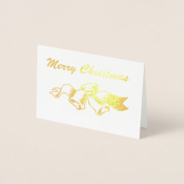 Vrolijk kerstmis met Bells en Ribbon Folie Kaarten
