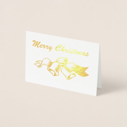 Vrolijk kerstmis met Bells en Ribbon Folie Kaarten (Voorkant)