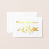 Vrolijk kerstmis met Bells en Ribbon Folie Kaarten (Voorkant met envelop)