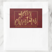 Vrolijk Kerstmis met de hand geschreven retouradre Rechthoekige Sticker (Tas)