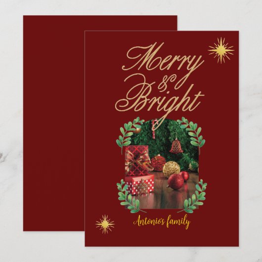 Vrolijk Kerstmis Minimale heldere boog Foto Feestdagenkaart (Voorkant / Achterkant)