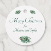 Vrolijk Kerstmis minimalistische groene dennen ele Bedankjes Labels (Voorkant)