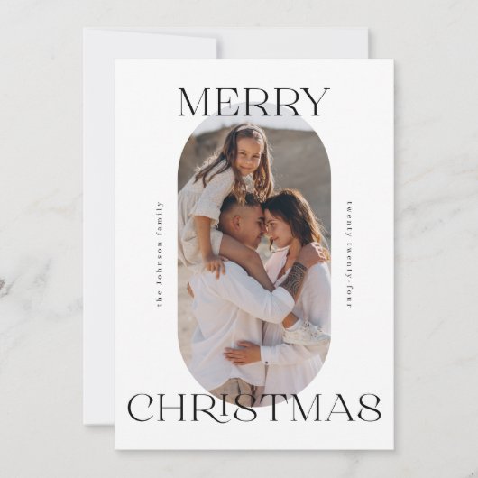 Vrolijk Kerstmis Minimalistische Moderne Script Fo Feestdagenkaart (Voorkant)