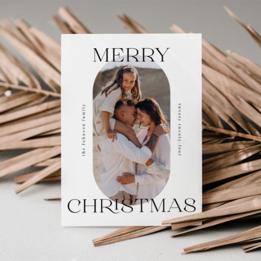 Vrolijk Kerstmis Minimalistische Moderne Script Fo Feestdagenkaart