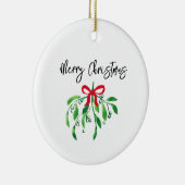 Vrolijk Kerstmis Mistletoe Feestelijke Kus Me Plez Keramisch Ornament (Rechts)
