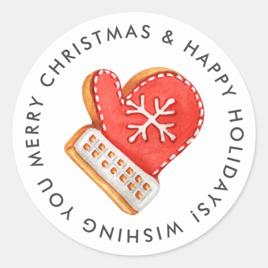 Vrolijk Kerstmis Mitten Suiker Cookie Custom Ronde Sticker (Voorkant)