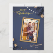 Vrolijk Kerstmis modern 1 familie foto schattig ee Feestdagenkaart (Voorkant)