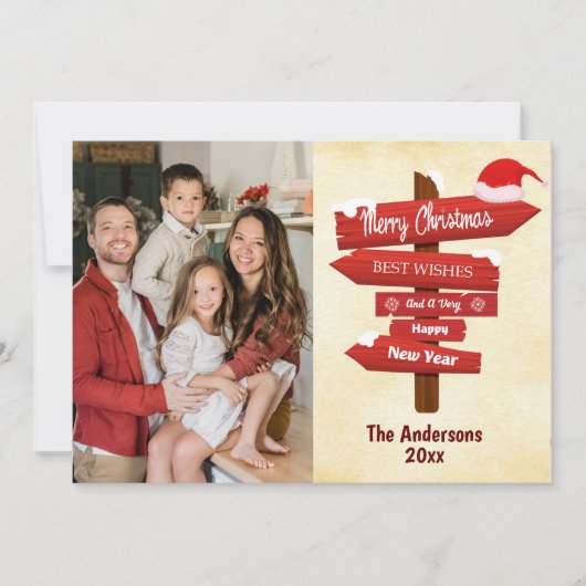 Vrolijk Kerstmis modern 1 familie foto schattig ee Feestdagenkaart (Voorkant)