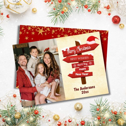 Vrolijk Kerstmis modern 1 familie foto schattig ee Feestdagenkaart