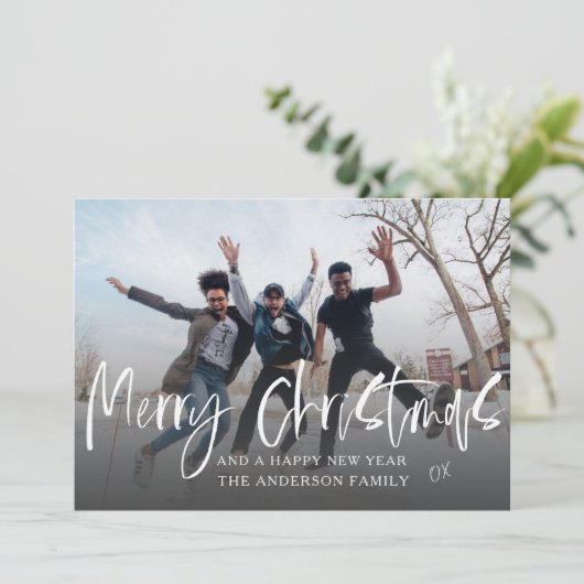 Vrolijk Kerstmis Modern 6 Foto Feestdagenkaart (Staand voorkant)