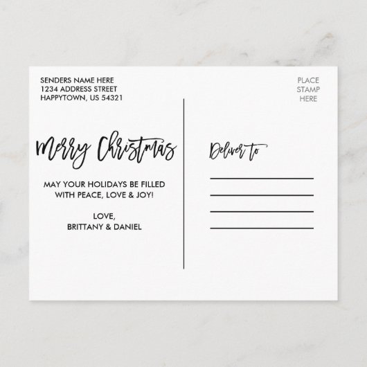 Vrolijk Kerstmis Modern Borstel Script Foto Briefkaart (Achterkant)
