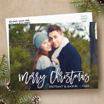 Vrolijk Kerstmis Modern Borstel Script Foto Briefkaart<br><div class="desc">Modern penseelscript,  Briefkaart voor prettige kerstfoto's</div>