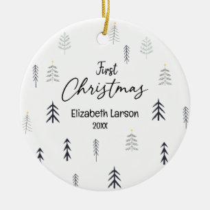 Vrolijk Kerstmis Modern Elegant Eerste Baby Keramisch Ornament