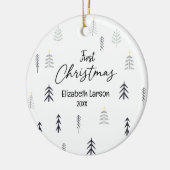 Vrolijk Kerstmis Modern Elegant Eerste Baby Keramisch Ornament (Links)