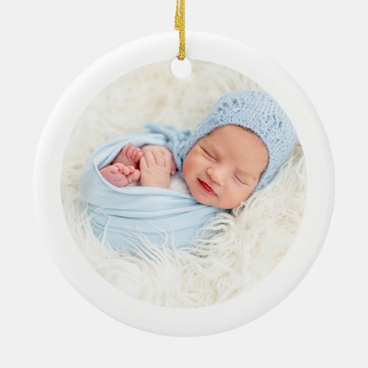 Vrolijk Kerstmis Modern Elegant Eerste Baby Keramisch Ornament (Achterkant)