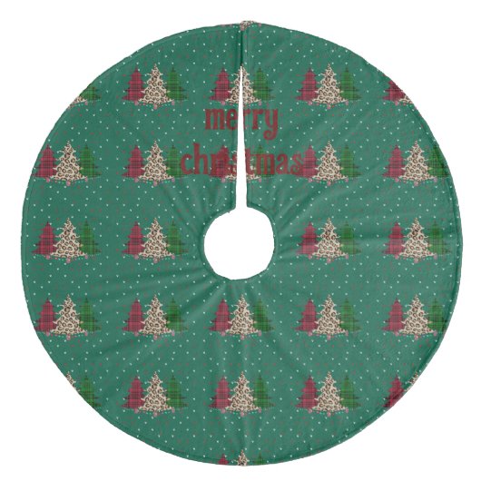 Vrolijk Kerstmis Modern & Elegant Fleece Kerstboom Rok (Voorkant)