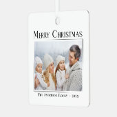 Vrolijk Kerstmis Modern Elegant Minimalistische Fo Metalen Ornament (Voorkant links)