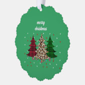 Vrolijk Kerstmis Modern & Elegant Ornament Kaart (Links)