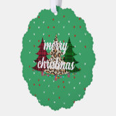 Vrolijk Kerstmis Modern & Elegant Ornament Kaart (Links)