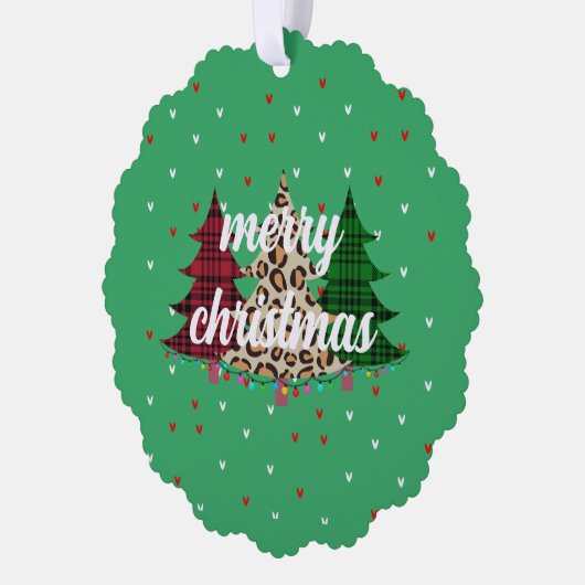 Vrolijk Kerstmis Modern & Elegant Ornament Kaart (Links)