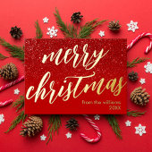 Vrolijk Kerstmis Modern Elegant Script Niet Foto Folie Feestdagenkaart