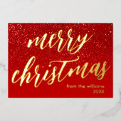 Vrolijk Kerstmis Modern Elegant Script Niet Foto Folie Feestdagenkaart (Voorkant)