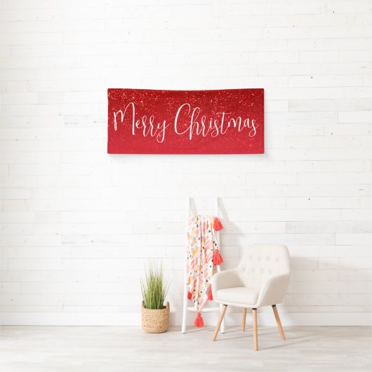 Vrolijk Kerstmis Modern Elegant Script Vakantie Spandoek (Insitu)