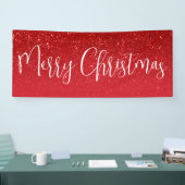 Vrolijk Kerstmis Modern Elegant Script Vakantie Spandoek (Beurs)
