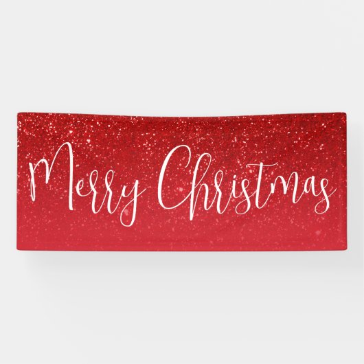 Vrolijk Kerstmis Modern Elegant Script Vakantie Spandoek (Horizontaal)