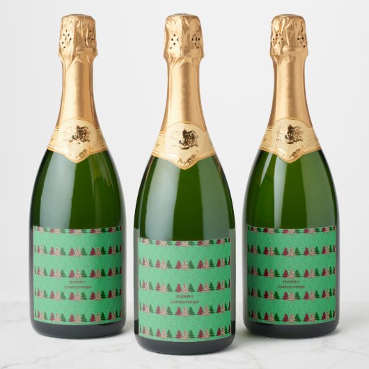 Vrolijk Kerstmis Modern & Elegant Sparkling Wijnetiket (Flessen)