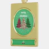 Vrolijk Kerstmis Modern & Elegant Verguld Banner Ornament (Links)