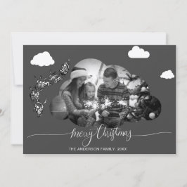 Vrolijk Kerstmis Modern Grijs Wolk Foto Holliday Kaart